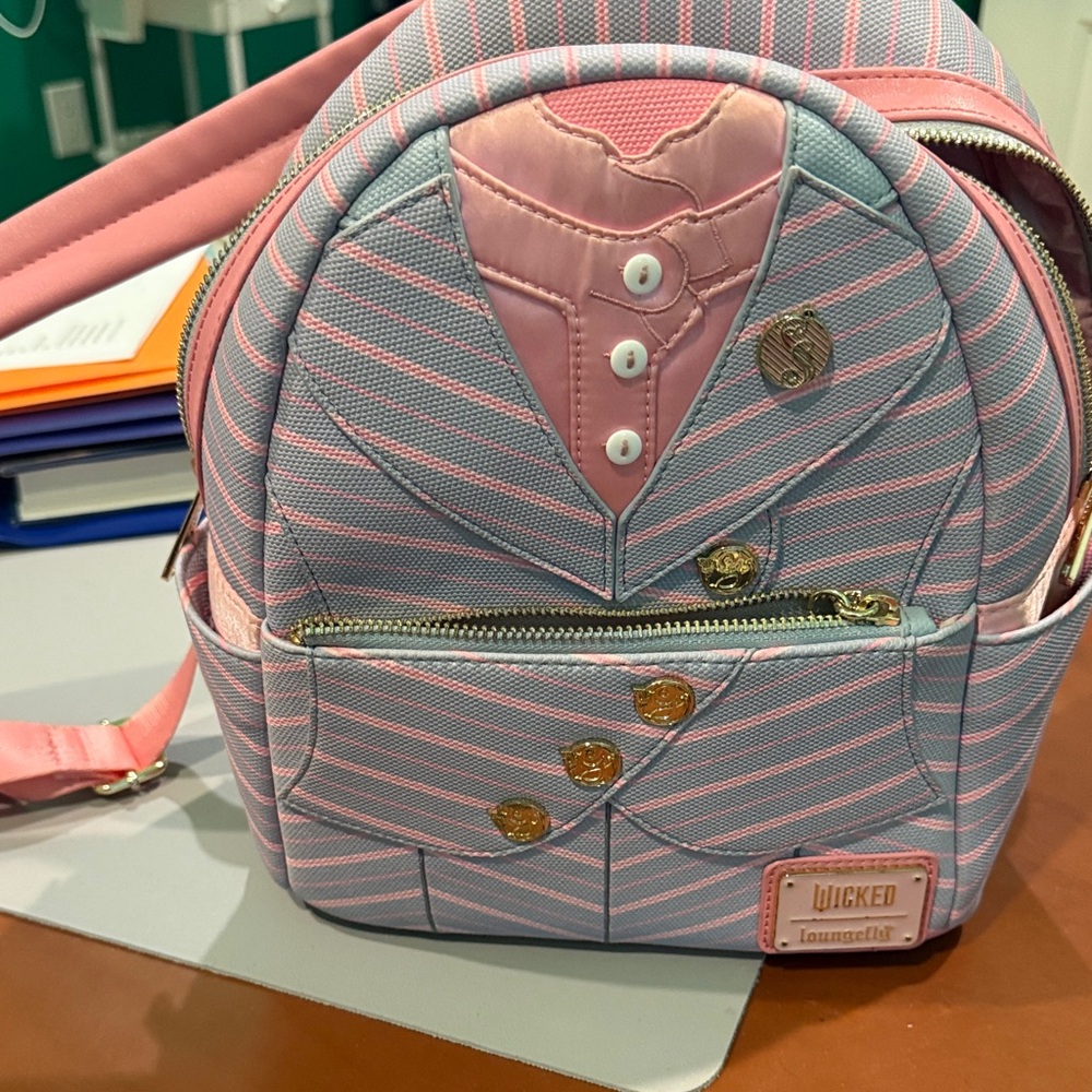 Loungefly Pink & Light Blue Striped Mini Backpack